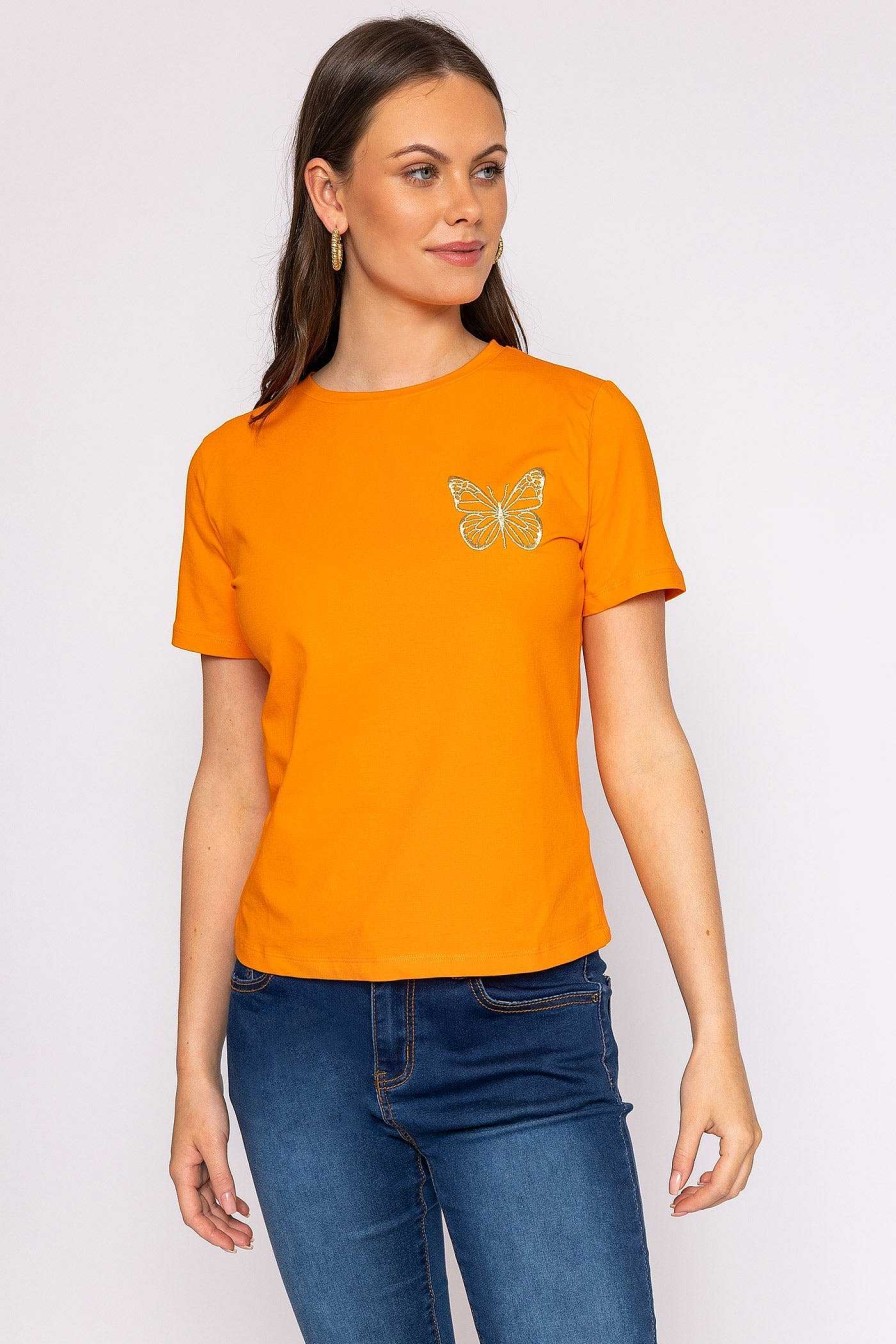 Tops & Blouses | Kelly & Grace Weekend Butterfly T-Shirt In Orange