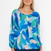 Tops & Blouses | Pala D'oro Blue Printed Long Sleeve Blouse