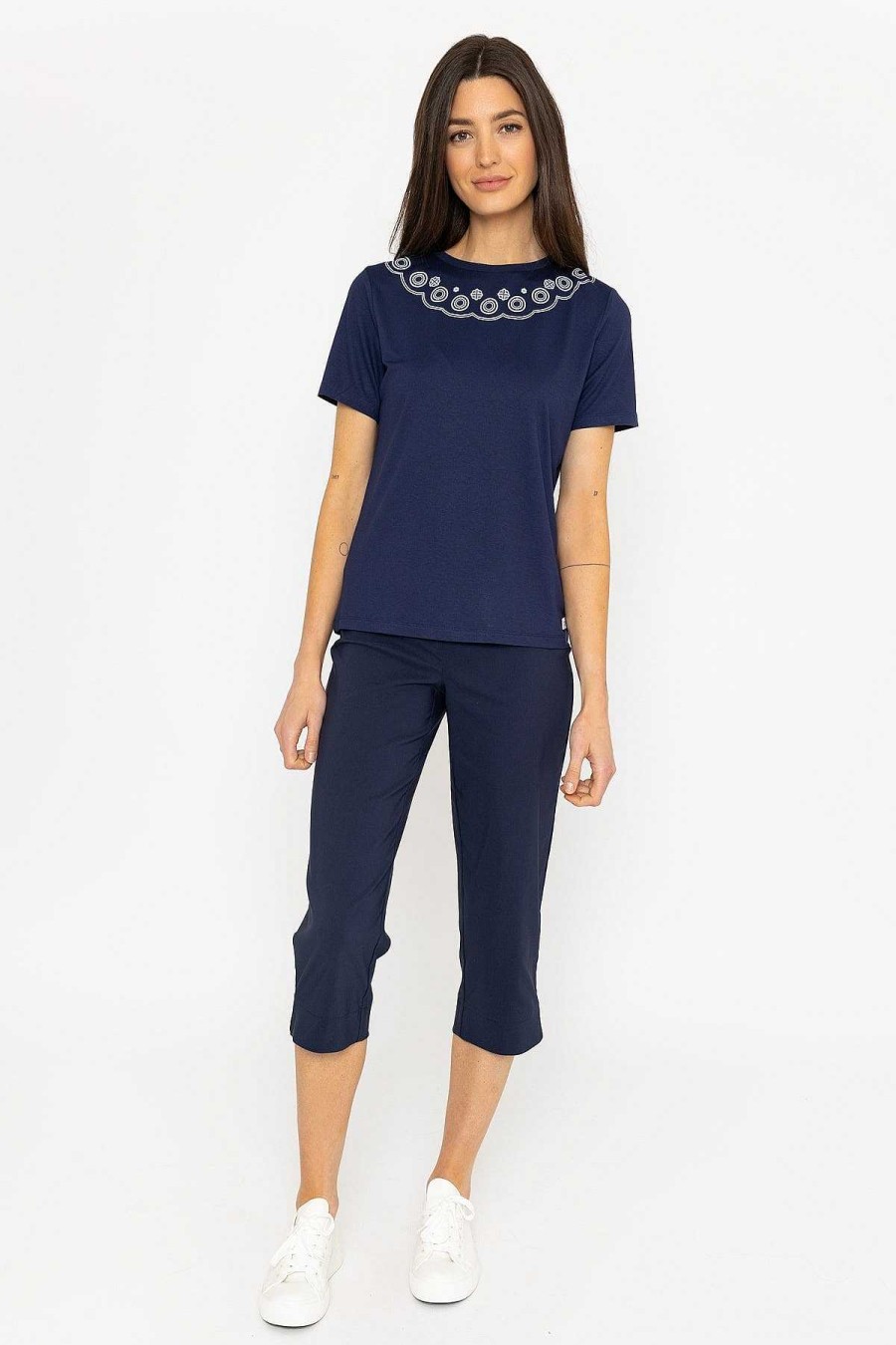 Tops & Blouses | Kelly & Grace Weekend Navy Neck Print T-Shirt