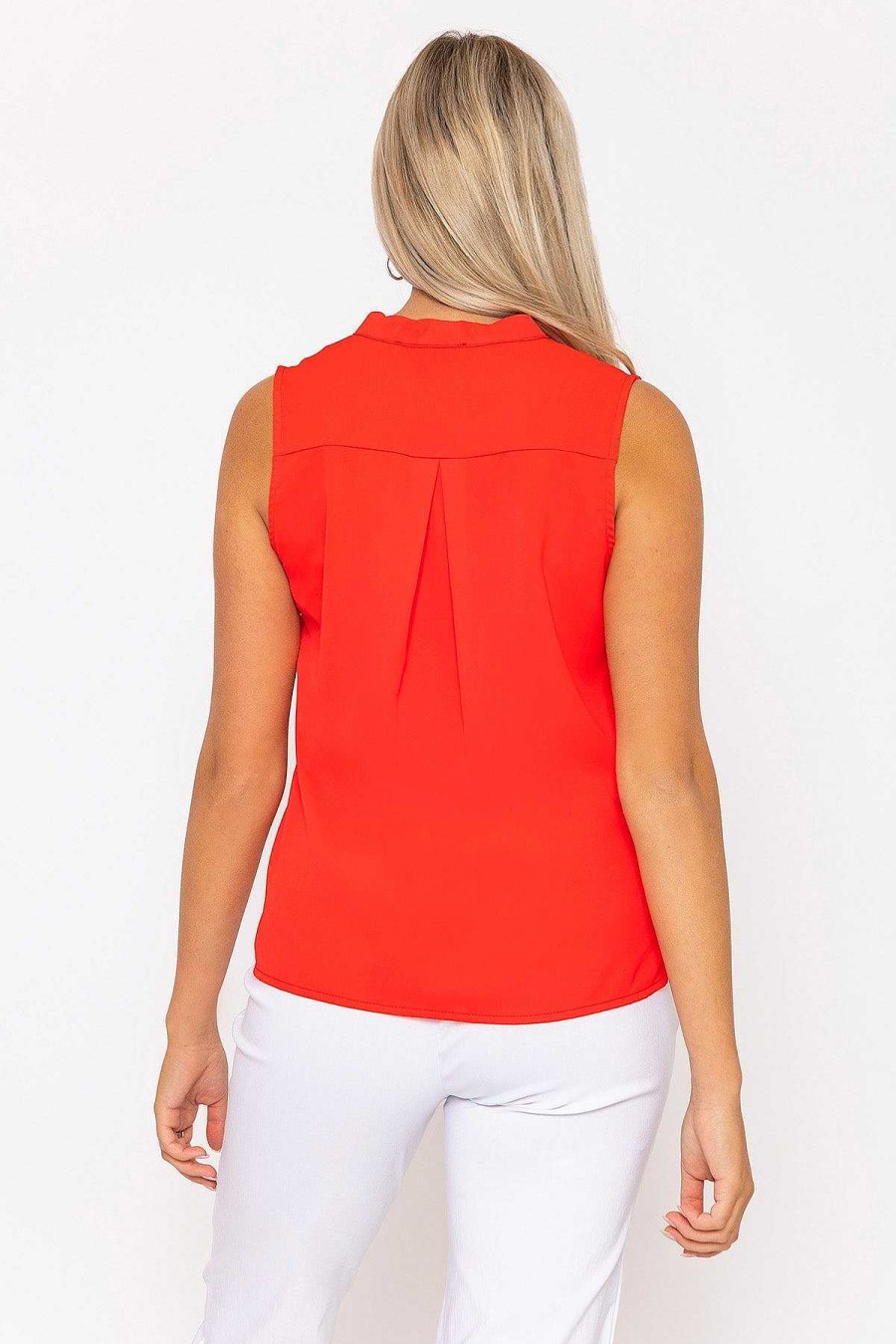 Tops & Blouses | Rowen Avenue Red Scallop Trim Sleeveless Top