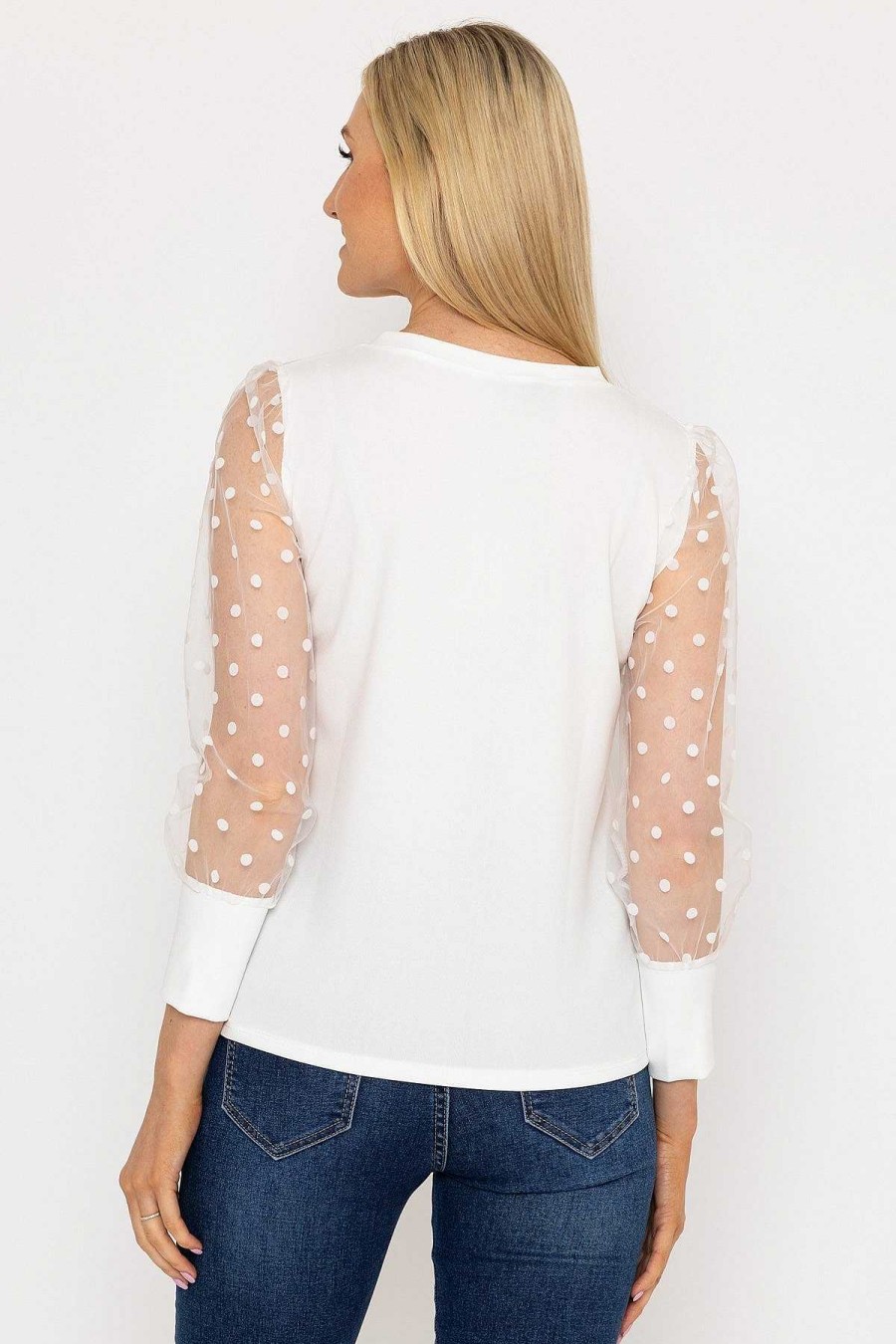 Tops & Blouses | Pala D'oro Mesh Long Sleeve Top In Ecru