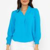 Tops & Blouses | Pala D'oro Long Sleeve Collarless Top In Blue