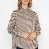 Tops & Blouses | Rowen Avenue Satin Stripe Shirt In Brown