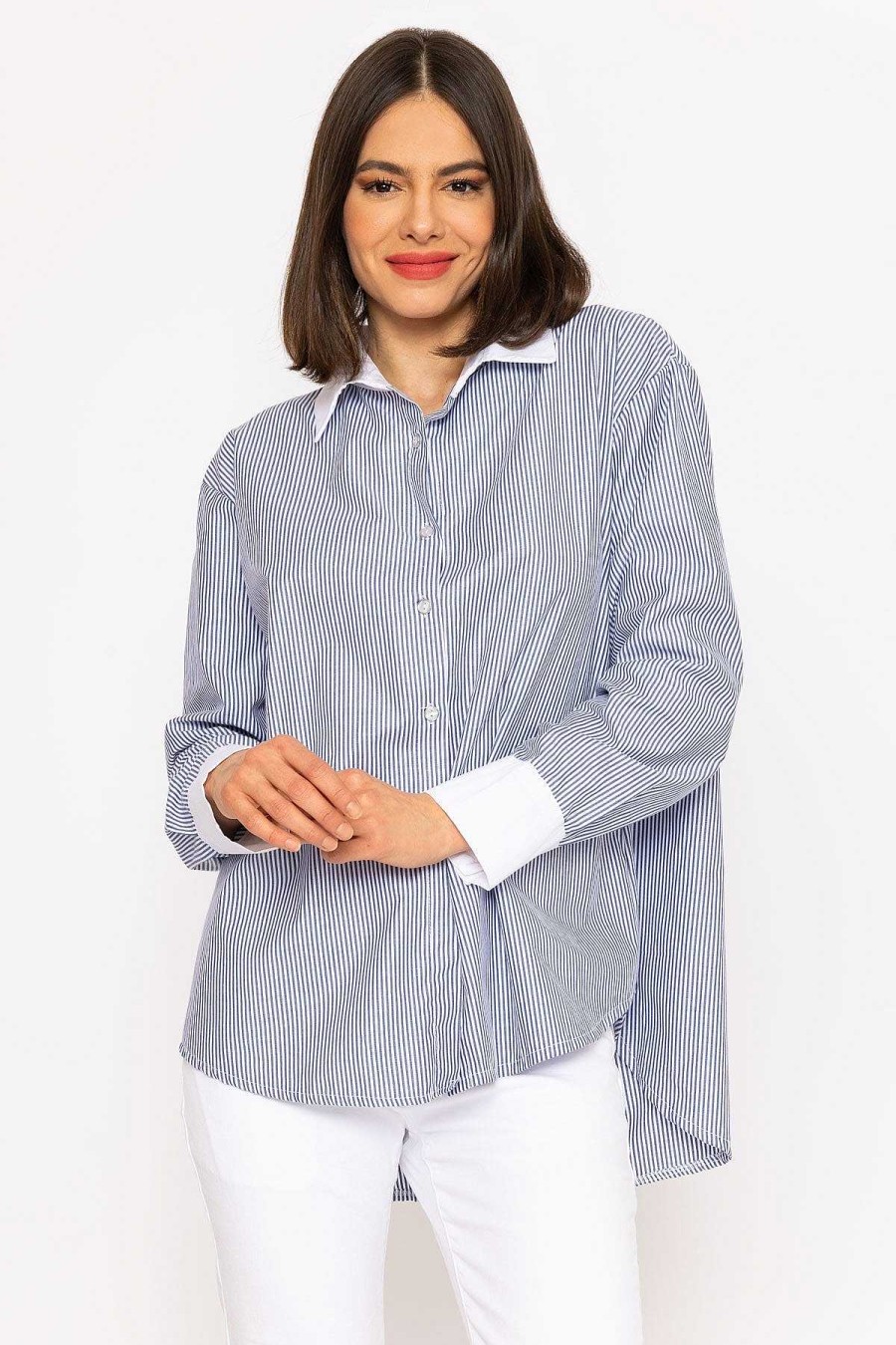 Tops & Blouses | J'aime la Vie Navy Candy Striped Shirt