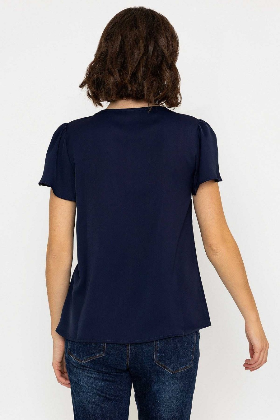 Tops & Blouses | Rowen Avenue Lace V-Neck Top In Navy