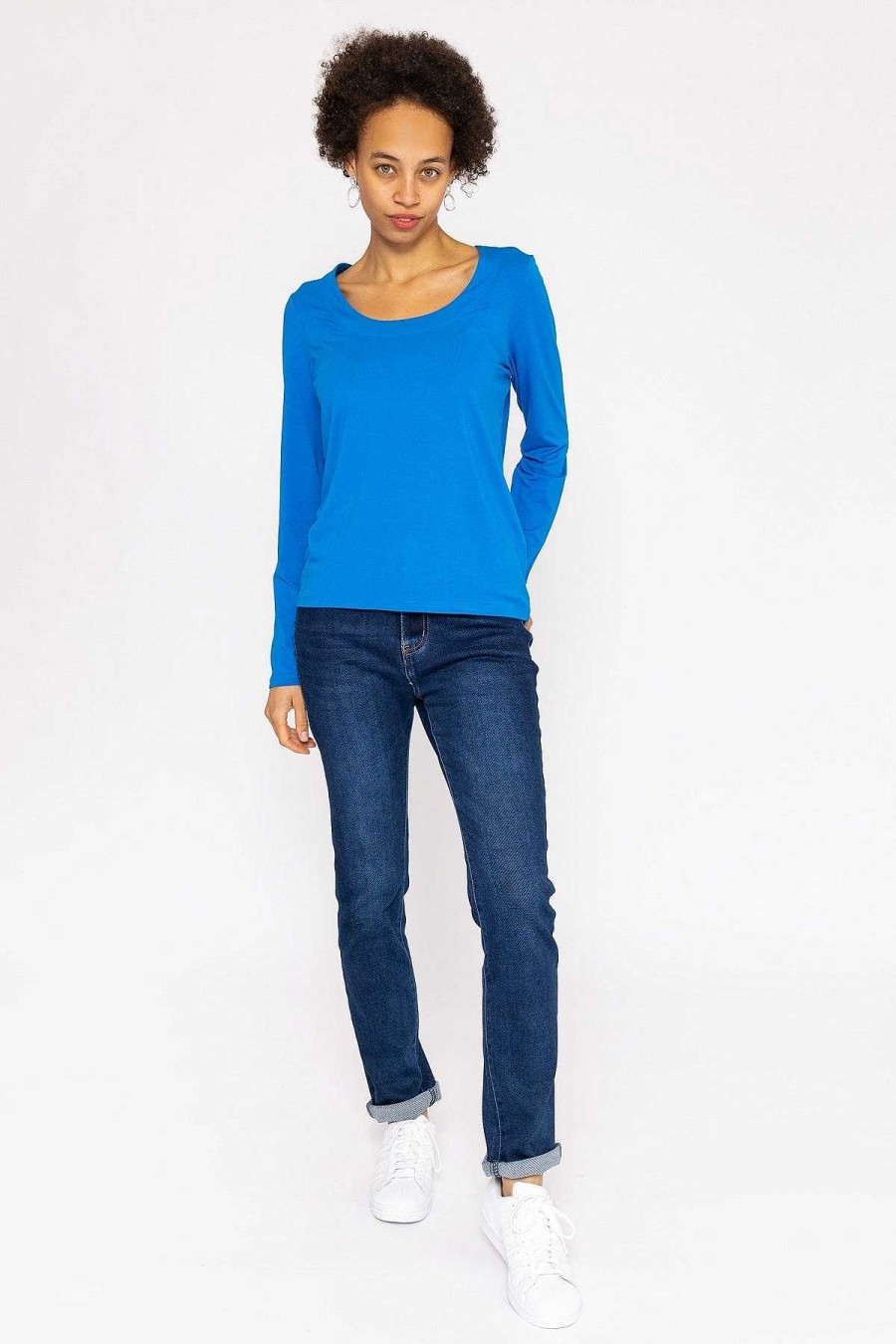 Tops & Blouses | Kelly & Grace Weekend Scoop Neck Tee In Cobalt