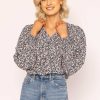 Tops & Blouses | Rowen Avenue Button Blouse In Pink Print