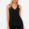 Tops & Blouses | Pala D'oro Lace Trim Pleated Cami In Black