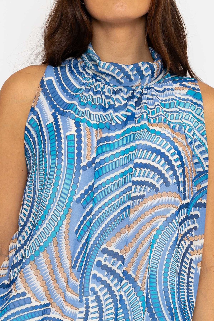 Tops & Blouses | Pala D'oro Sleeveless Halter Top In Blue Print