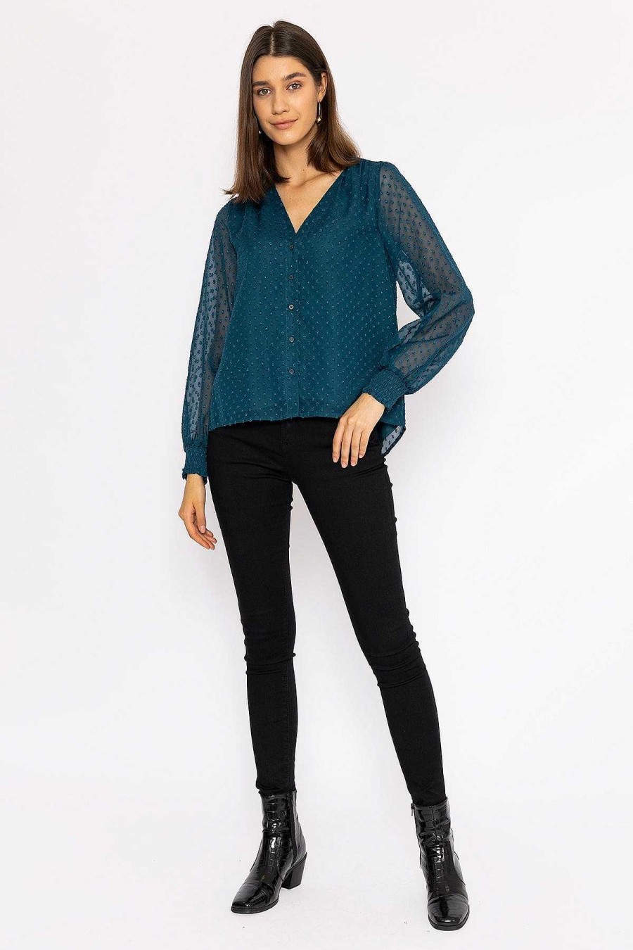 Tops & Blouses | Rowen Avenue Dobby Texture Blouse In Teal