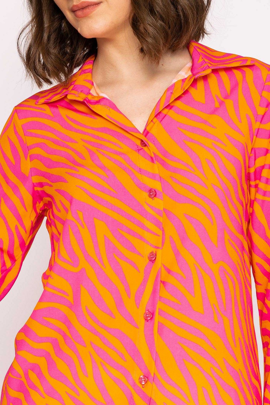 Tops & Blouses | Rowen Avenue Viscose Shirt In Orange And Pink