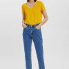 Tops & Blouses | Vero Moda Short Sleeve V-Neck Top In Yellow