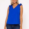 Tops & Blouses | Rowen Avenue Blue Sleeveless Ruffle Top