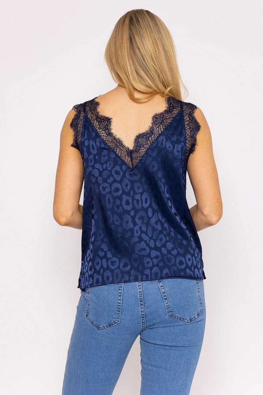 Tops & Blouses | Rowen Avenue Navy Satin Jacquard Cami