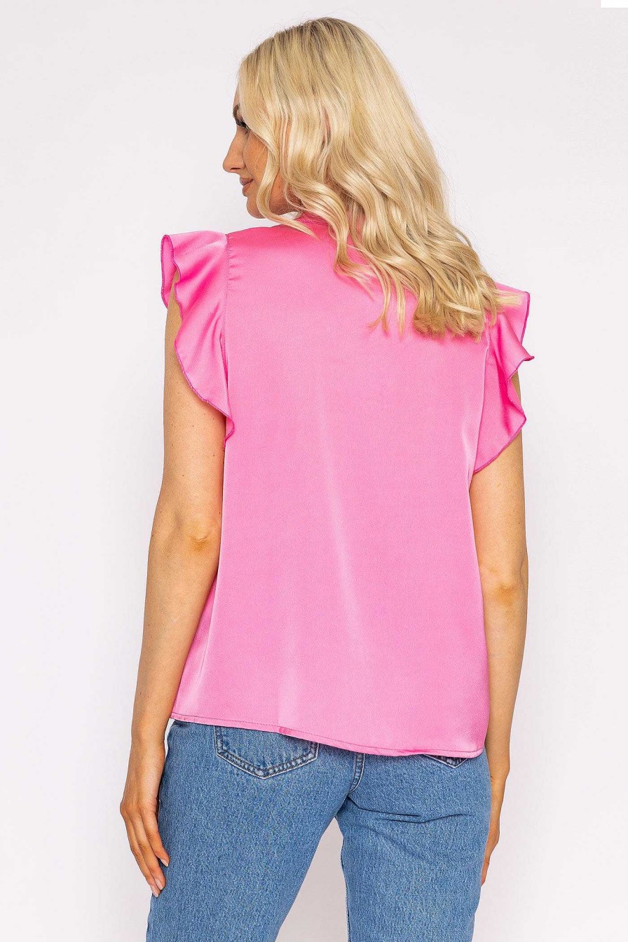 Tops & Blouses | Rowen Avenue Ruffle Satin Shirt In Pink