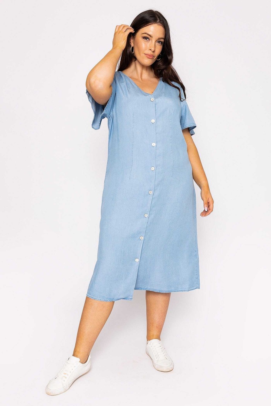 Dresses & Jumpsuits | Vero Moda Curve Curve - Liliana Dress In Light Blue Denim