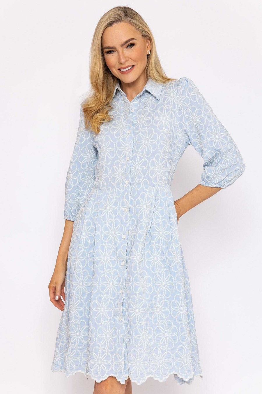 Dresses & Jumpsuits | Rowen Avenue Blue Floral Embroidery Dress