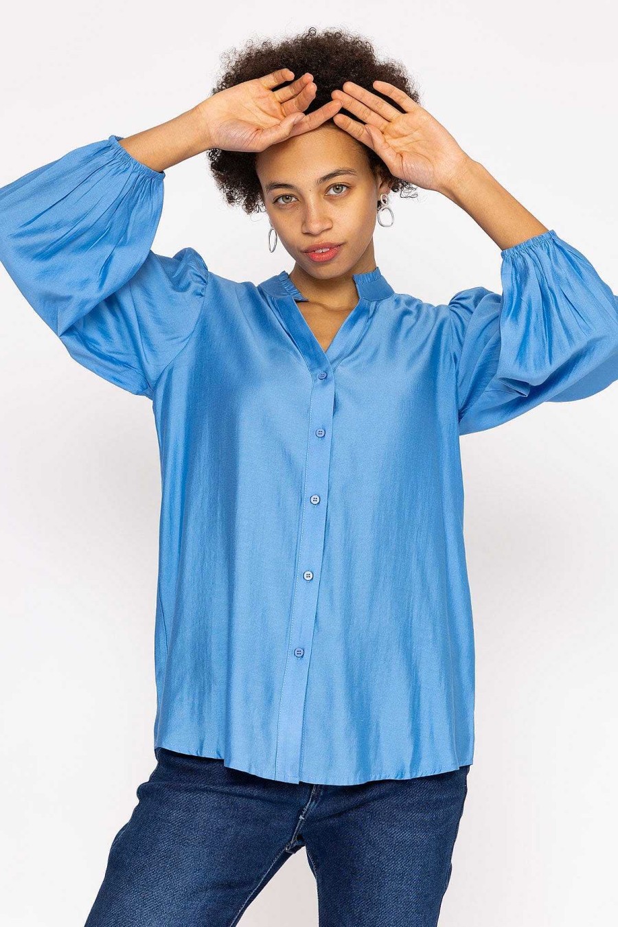 Tops & Blouses | Rowen Avenue Long Sleeve Spring Blouse In Blue