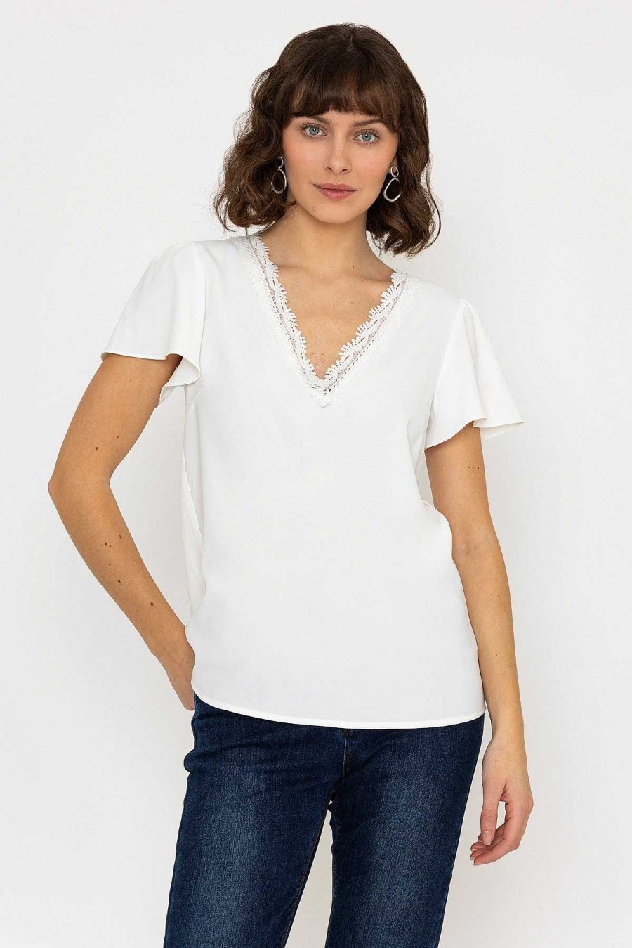 Tops & Blouses | Rowen Avenue Lace V-Neck Top In Ivory