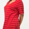 Tops & Blouses | Ulla Popken Striped Oversize Short Sleeve Top In Red