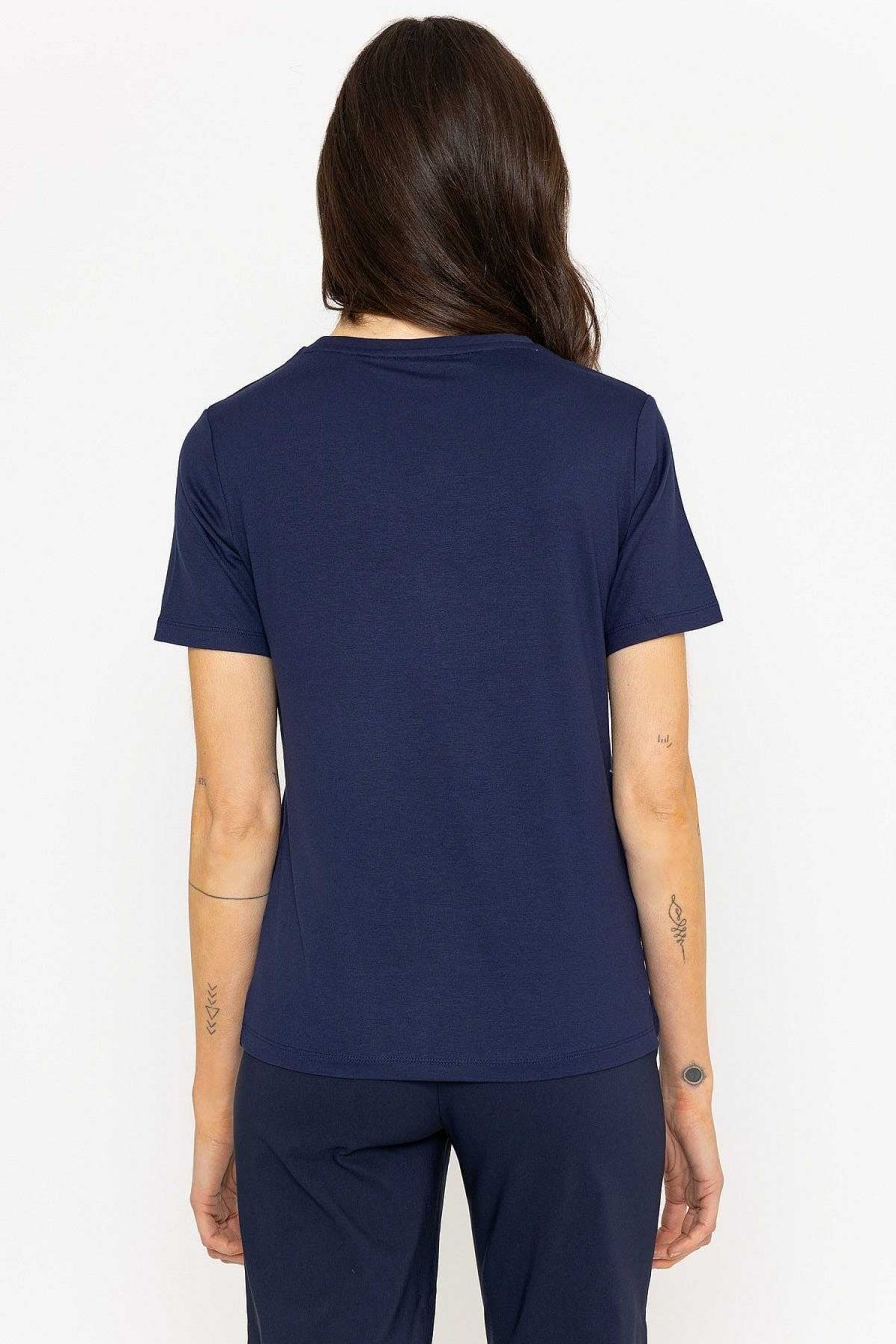 Tops & Blouses | Kelly & Grace Weekend Navy Neck Print T-Shirt