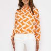 Tops & Blouses | Pala D'Oro Orange High Neck Printed Top